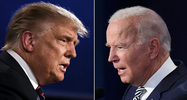 Donald Trump dan Joe Biden berjuang untuk menjadi presiden ke-46 AS (Foto: BBC/Getty Images)