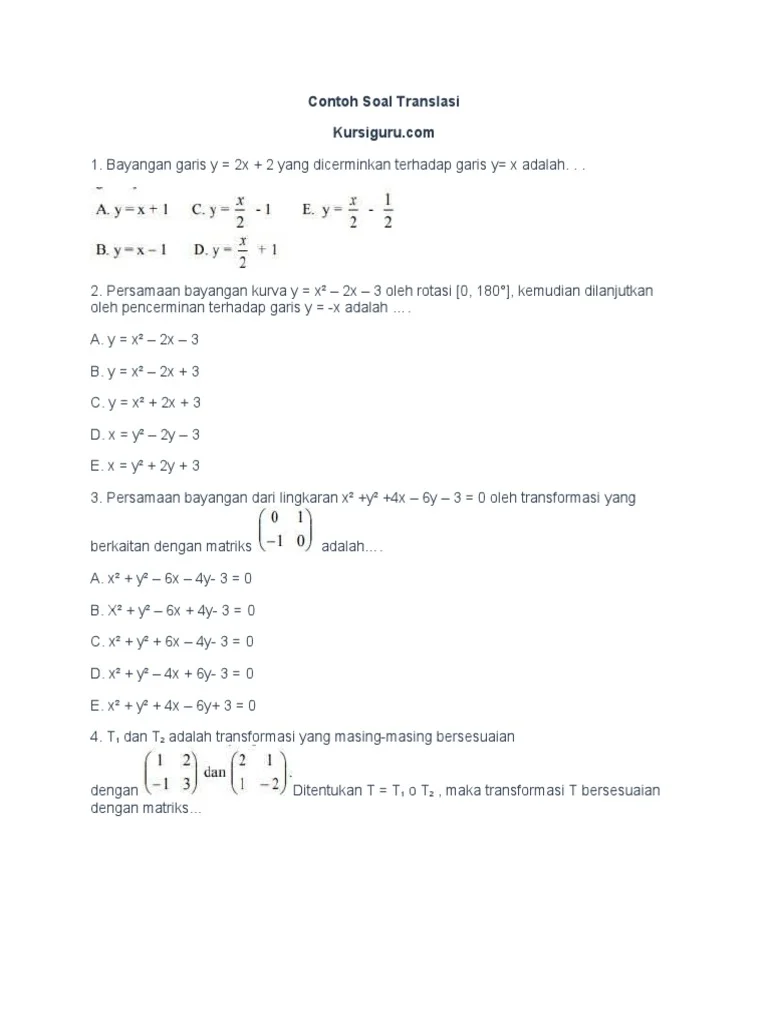 15 Contoh Soal Translasi Lengkap dengan Rumus dan Jawaban – Panduan Praktis untuk Siswa
