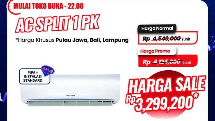 Diskon Besar AC Split 1 PK di Transmart: Hemat Rp1,7 Juta untuk Rumah Sejuk