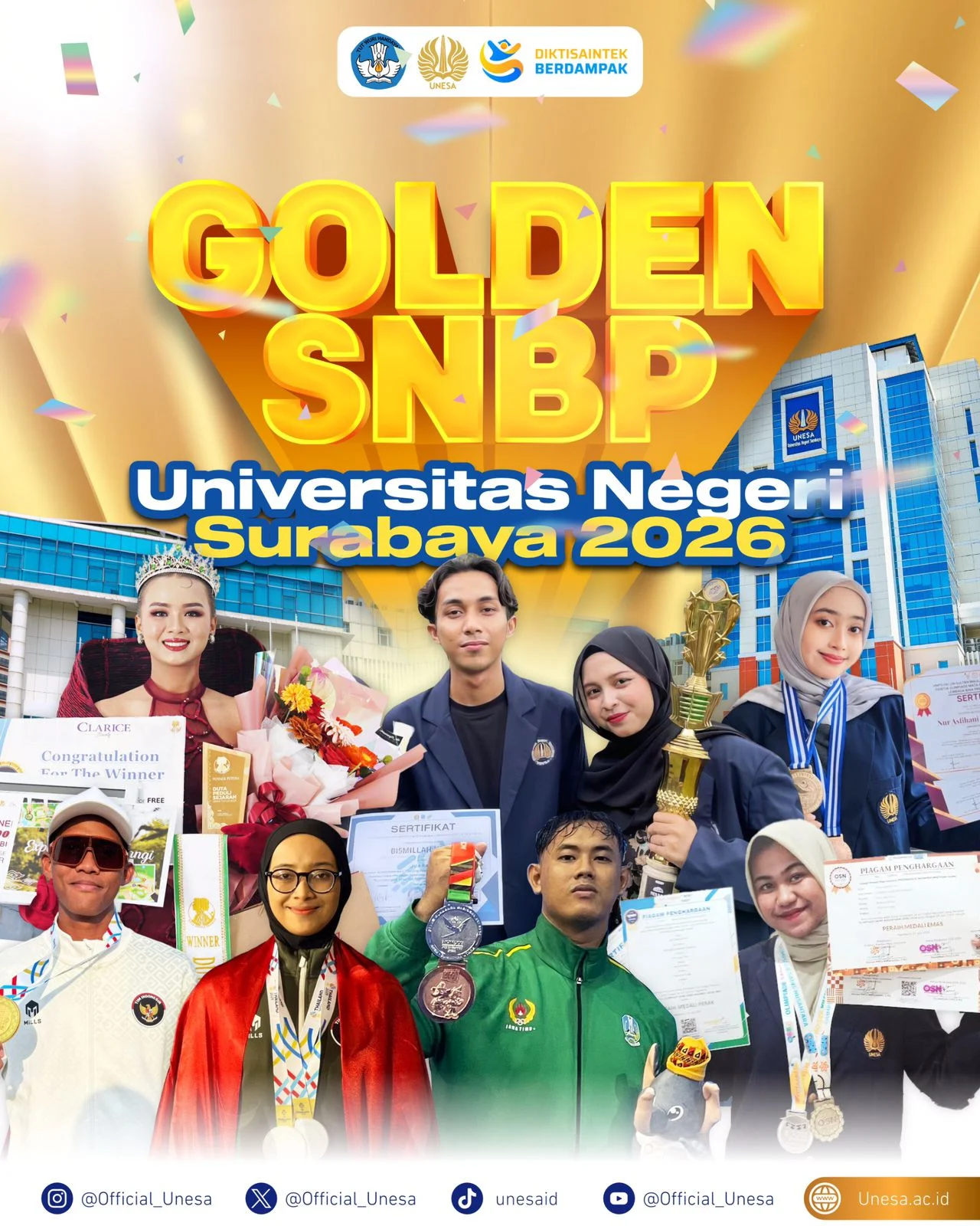 Golden Ticket Unesa 2026: Pendaftaran Dibuka, Kuliah Gratis Tanpa Tes Bagi Calon Mahasiswa Berprestasi