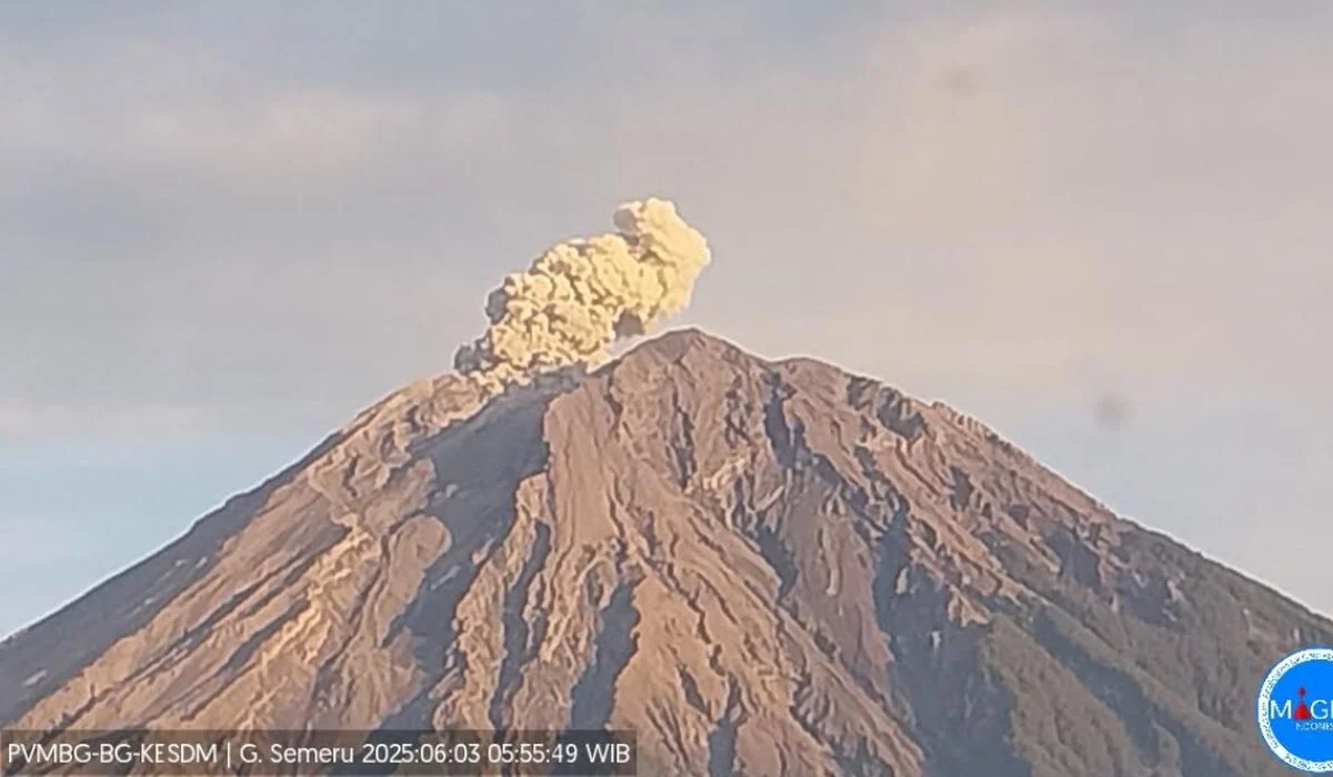 Gunung Semeru Meletus Sembilan Kali, Abu Menjulang 1.000 Meter di Atas Puncak