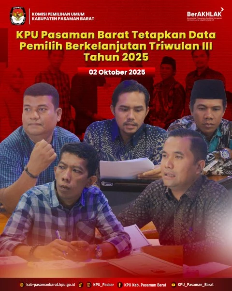 KPU Pasaman Barat Catat 326.910 Pemilih pada Data Pemilih Berkelanjutan Triwulan I 2026