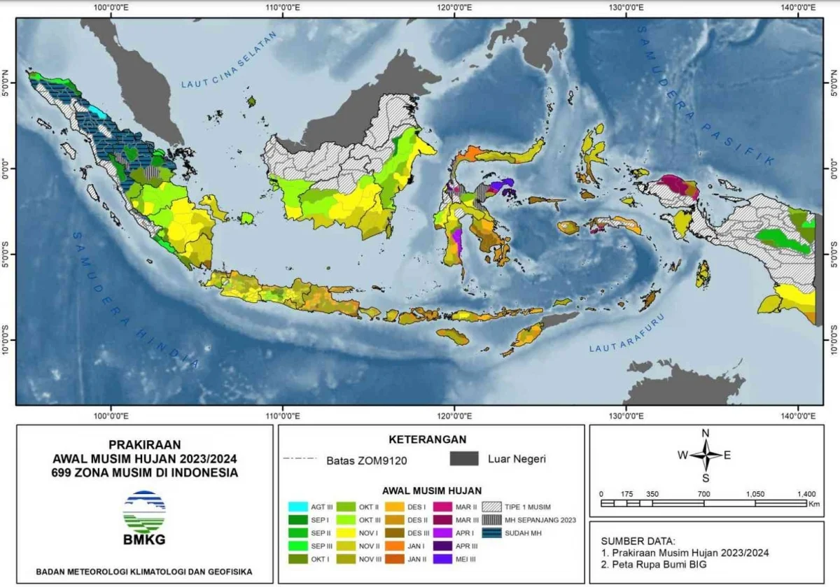 Prakiraan Hujan Lebat Mengguyur Berbagai Wilayah Indonesia Selama Sepekan Mendatang