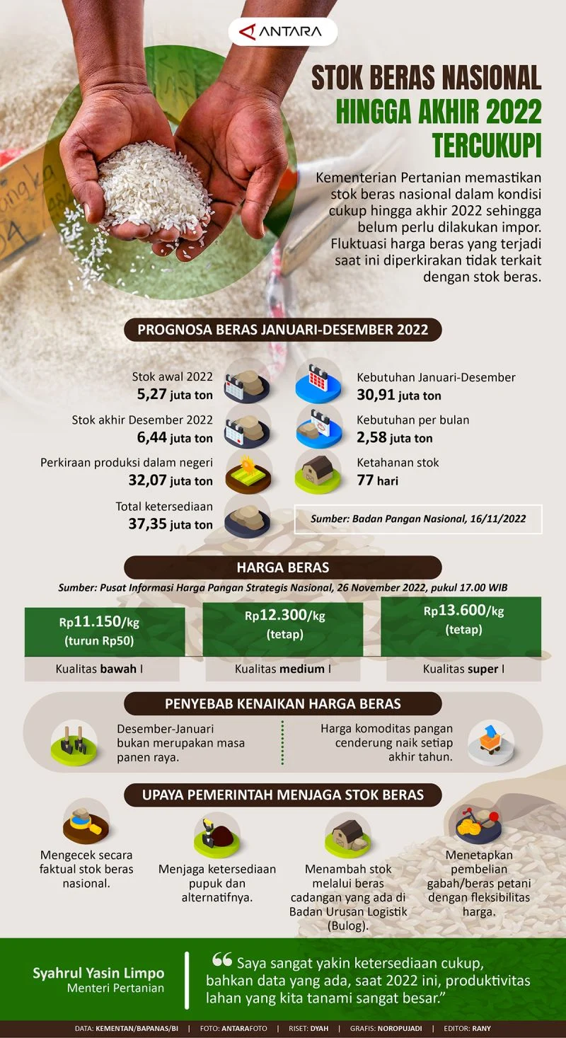 Stok Beras Nasional Capai Rekor 5 Juta Ton, Cukup untuk Pasokan 11 Bulan ke Depan