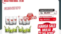 Transmart Gelar Full Day Sale, Set Gelas 6 Buah Hanya Rp30.000-an, Diskon Besar-Besaran untuk Peralatan Makan
