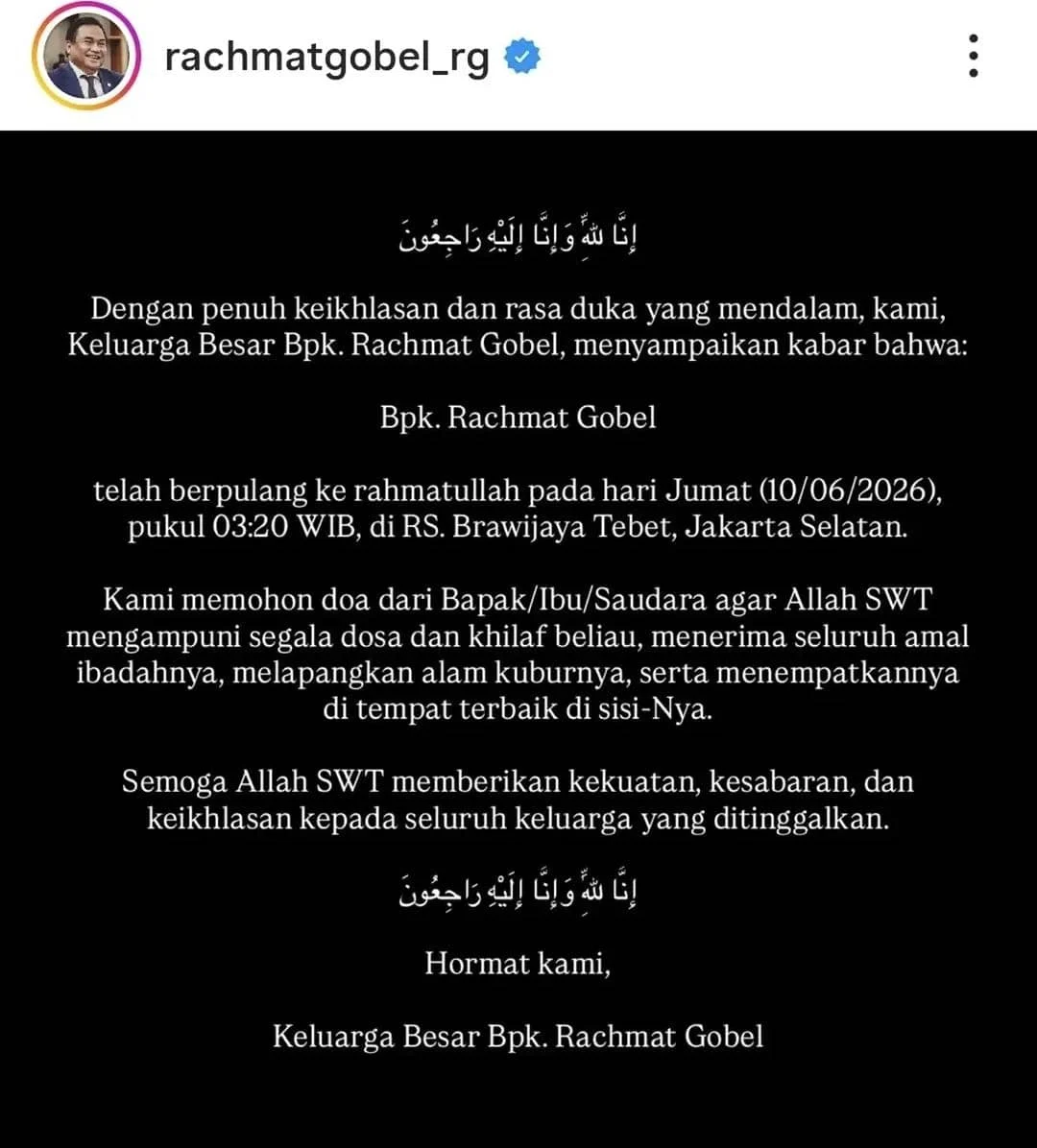 Mengenal Rachmat Gobel: Anggota DPR RI yang Meninggal