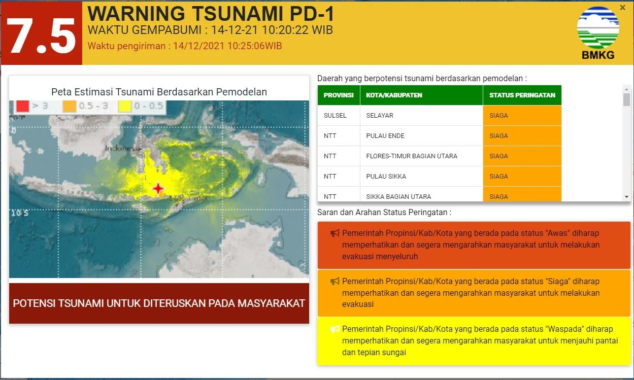 Gempa Magnitudo 7,7 Guncang NTT: BMKG Terbitkan Peringatan Dini Tsunami