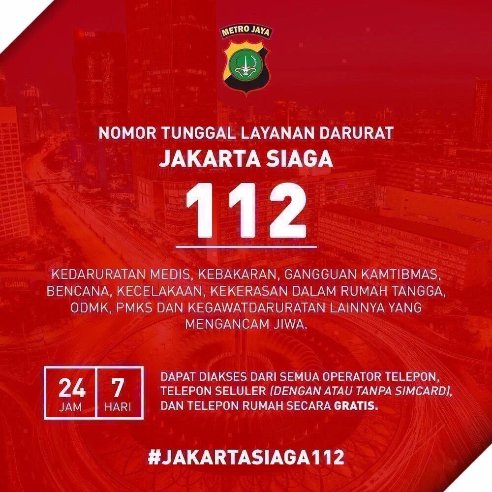 Layanan Darurat Jalan Jakarta Kini Gratis, Warga Wajib Simpan Nomor Ini